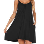 Women's Swimwear Coverups Tank Sundresses Beach Spaghetti Strap Dress Bikini Cover Up Swing Strap Dresses with Pockets - Nadorine (Us Only)