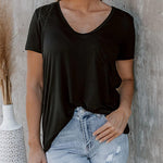 Nadorine Women's Chest Pocket T Shirt Blouses Tops