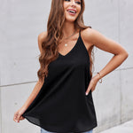Nadorine V-Neck Chiffon Spaghetti Strap Tank Top