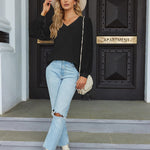 Nadorine Women's Blouses Dressy Casual V Neck Top