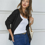 Nadorine Women's Button Down Crochet Sweater Cardigan