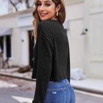 Nadorine Crop Tops Loose Ribbed Knit Cropped T-Shirts