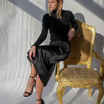 Satin Zipper Elegant Work Skirts - Nadorine (US Only)