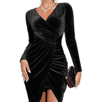 Zeagoo Women's Velvet Dress Long Sleeve Elegant Cocktail Dress