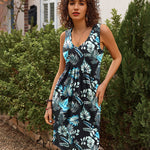 Women Summer Dresses Beach Floral Sleeveless Tshirt Sundress Pockets Casual Loose Flowy Tank Dress - Nadorine (Us Only)