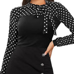 Nadorine Bow Tie Neck Long Sleeve Shirts Work Tops