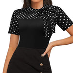 Nadorine Women's Casual Tie Neck Tunic Blouse Tops