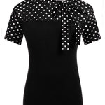 Nadorine Women's Casual Tie Neck Tunic Blouse Tops