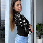 Nadorine Bow Tie Neck Long Sleeve Shirts Work Tops