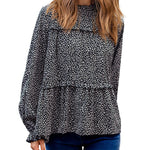 Women's Tops Casual Floral Print Long Sleeve Ruffle Loose Babydoll Shirt Blouse Tunic Top - Nadorine (Us Only)