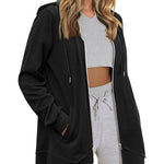 Women Zip Up Hoodies Fleece Lined Tunic Sweatshirt Long Casual Hoodie Jacket with Pockets - Nadorine (Us Only)