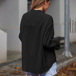 Womens Blouses Dressy Casual Long Sleeve Henley V-Neck Button Up Drop Shoulder Blouse Shirt Tops Relaxed Fit S-XXL - Nadorine (Us Only)