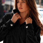 Nadorine Women's Corduroy Tops for Women Lapel V Neck Shirts Long Sleeve Blouses Casual Sweatsuit with Pockets