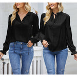 Women's Frill Mock Neck Blouse Long Sleeve Ruffle Shirt Top Elegant Office Tops S-XXL - Nadorine (Us Only)