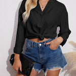 Womens Blouses Dressy Casual Long Sleeve Henley V-Neck Button Up Drop Shoulder Blouse Shirt Tops Relaxed Fit S-XXL - Nadorine (Us Only)