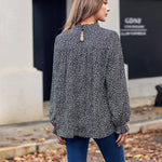 Women's Tops Casual Floral Print Long Sleeve Ruffle Loose Babydoll Shirt Blouse Tunic Top - Nadorine (Us Only)