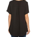 Women's Casual Tunic Summer Short Sleeve Chiffon Top Loose V Neck Dressy Office Work Shirt Blouse - Nadorine (Us Only)