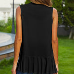 Women's Sleeveless Draped Open Front Cardigan Ruffles Hem Vest - Nadorine (Us Only)