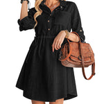Linen Tunic Dress Shirts Boho Coverup Dresses with Belt - Nadorine (Us Only)