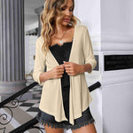 Women's Cropped Cardigan 3/4 Sleeve Sweater Shrugs Tie Front Bolero Jacket 2 Pack S-XXL - Nadorine (Us Only)