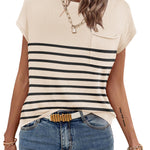 Nadorine Sleeveless Cape Sleeve Knit Ribbed Tank Tops