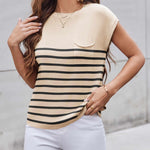 Nadorine Sleeveless Cape Sleeve Knit Ribbed Tank Tops