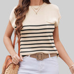 Nadorine Sleeveless Cape Sleeve Knit Ribbed Tank Tops