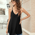 Womens Chiffon Tank Top V Neck Basic Cami Loose Fit Flowy Spaghetti Strap Camisole Casual Sleeveless Tops 2-Pack - Nadorine (Us Only)