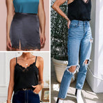 Nadorine Satin Camisole for Women 2 PCS Lace Tank Top