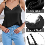 Nadorine Satin Camisole for Women 2 PCS Lace Tank Top