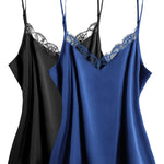 Nadorine Satin Camisole for Women 2 PCS Lace Tank Top