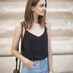 Womens Chiffon Tank Top V Neck Basic Cami Loose Fit Flowy Spaghetti Strap Camisole Casual Sleeveless Tops 2-Pack - Nadorine (Us Only)