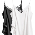Nadorine Satin Camisole for Women 2 PCS Lace Tank Top