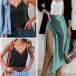 Nadorine Satin Camisole for Women 2 PCS Lace Tank Top