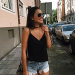 Womens Chiffon Tank Top V Neck Basic Cami Loose Fit Flowy Spaghetti Strap Camisole Casual Sleeveless Tops 2-Pack - Nadorine (Us Only)