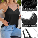 Nadorine Satin Camisole for Women 2 PCS Lace Tank Top