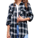 Long/Roll Up Sleeve Cotton Plaid Shirts - Nadorine (Us Only)