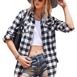 Long/Roll Up Sleeve Cotton Plaid Shirts - Nadorine (Us Only)