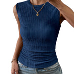 Nadorine High Neck Tank Top Casual Ribbed Knit Shirts