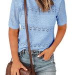 Nadorine Women Short Sleeve Knit Openwork Pullover