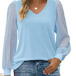 Nadorine Women's Blouses Dressy Casual V Neck Top