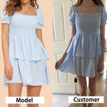 Lantern Sleeve Swing Mini Dress - Nadorine (Us Only)