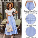 Nadorine Women's Midi Skirts Boho High Waist A Line Casual Maxi Work Skirt Summer