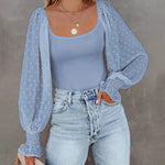 Puff Long Sleeve Bodysuit Leotard Sheer Top - Nadorine (Us Only)