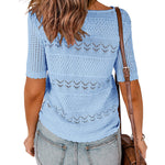 Nadorine Women Short Sleeve Knit Openwork Pullover
