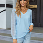 Nadorine Women's Blouses Dressy Casual V Neck Top
