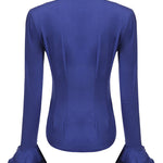 Women Bow Tie Neck Blouses Ruffle Long Sleeve Shirts Button-Down Office Work Casual Tops XS-3XL - Nadorine (Us Only)