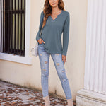 Nadorine Women's Long Sleeve V Neck Slim Fit T Shirts