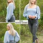 Puff Long Sleeve Bodysuit Leotard Sheer Top - Nadorine (Us Only)