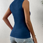 Nadorine High Neck Tank Top Casual Ribbed Knit Shirts